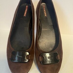 Prada Chocolate Brown Suede Flats